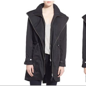 SOIA & KYO Stand Collar Rain Jacket with Inset Bib